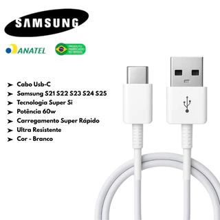 Cabo Carregador Samsung Turbo A04s, A05s, A06 A11 A14, A15, A16,, A24, A25, A26, A34, A35, A36, A55, A56 Original