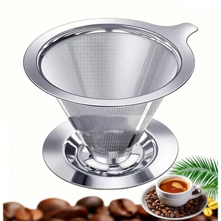 Filtro de café de aço inoxidável com base reutilizável funil de filtro de café para preparar um café mais encorpado