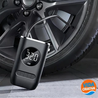 Mini Compressor de Ar Digital 130 PSI Portátil com Lanterna LED para Carro Moto Bike Bola