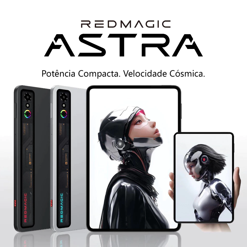 REDMAGIC Astra Gaming Tablet Mini 9.06'' OLED 8200mAh Snapdragon 8 Elite 12GB+256GB/16GB+512GB/24GB+1TB Preto/Prata