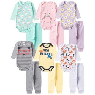 Kit/Lote Conjunto Body + Calça Menina Menino Suedine 100% Algodão Do P ao GG em Oferta na Shopee