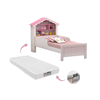 Cama Casinha Solteiro Rosa Com Prateleiras e Telhadinho Móvel Criativo e Acolhedor Quarto Da Criança em Oferta na Shopee