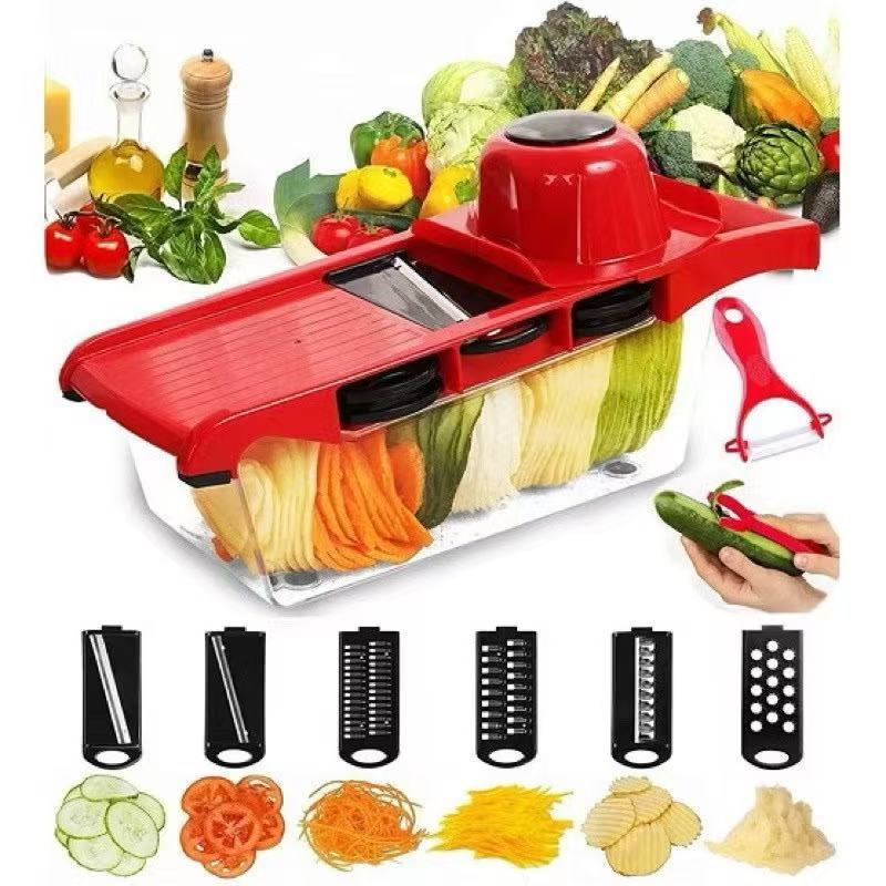 Mandoline Profissional Cozinha Slicer Aço Inox 10 em 1 Fatia