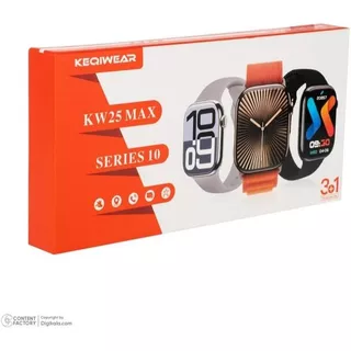 Smartwatch KW25 Max Série 10 – Tela HD, Funções Avançadas + 3 Pulseiras Exclusivas