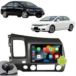 Multimídia Android CarPlay Gps Honda Civic 2007 2008 2009 2010 2011 + Moldura + Camera de ré
