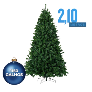 Árvore de Natal 2.10m 1150 Galhos Verde Tradicional Pinheiro Cheia Luxuosa Modelo Premium