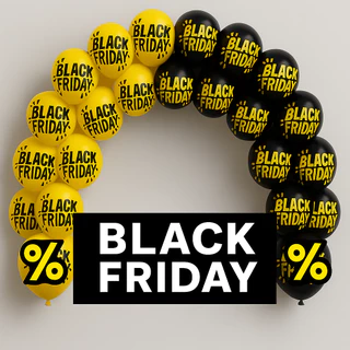 Balão Black Friday 9 Polegadas | Pic Pic | Preto e Amarelo Temáticos com Estampa | Promoções
