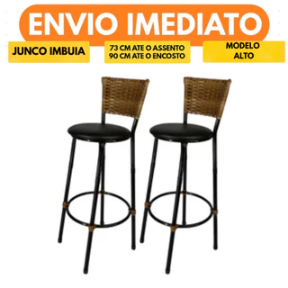 KIT 2 Banqueta Alta Junco IMBUIA Reforçada Casa Apartamento Cozinha