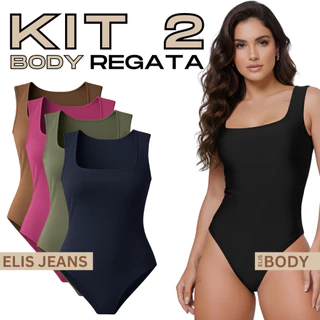 Kit 2 Body Regata Feminino Decote Quadrado Alça Larga Com Forro Suplex em Oferta na Shopee
