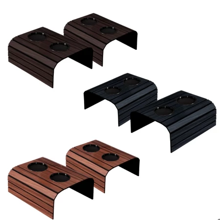 Suporte para Sofá em MDF com 2 Porta Copos Design Moderno Frisos Pretos Estável Prático para Sala e Poltrona