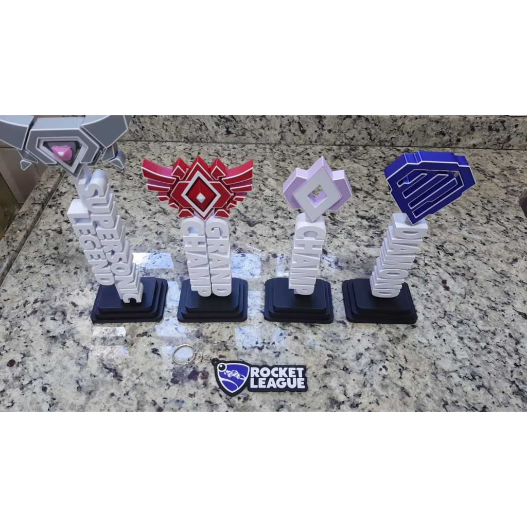 Conjunto de Troféus dos ranks do jogo Rocket League com chaveiro de ...