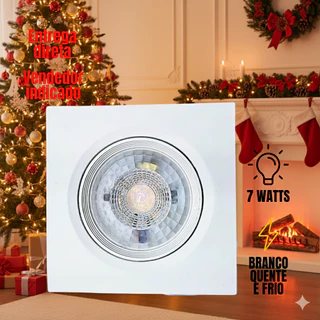 Kit 10 Spot Led 7w Quadrado Branco Embutir Dicroica PVC Teto Gesso Casa Sala Iluminacao Direcionável