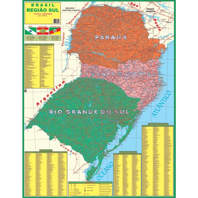 Mapa Brasil Região Sul - 120cm X 90cm Gigante | Shopee Brasil
