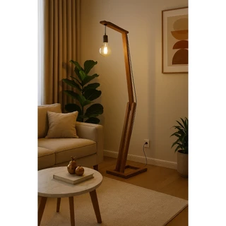 Luminária de chão ajustável minimalista Cor natural Madeira leitura decoração em Oferta na Shopee