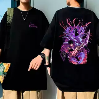 Camisa Oversize Camiseta Anime Solo Leving Estampado Lançamento Unissex 100% Algodão