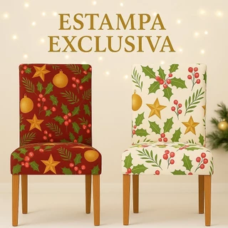 Kit de Capa protetora para cadeira com estampa de Natal 4/6 peças