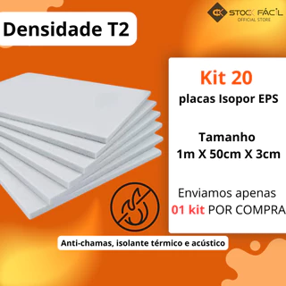 20 Placas de Isopor Anti Chamas 3cm Isolante Térmico e Acustico
