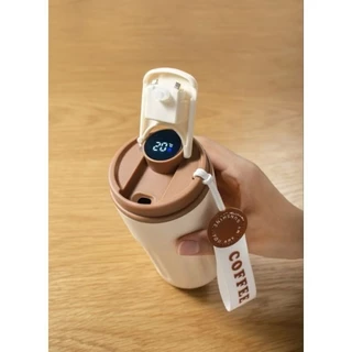 Copo Térmico em Inox com Alça e Medidor de Temperatura Digital – 420ml