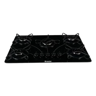 Cooktop Fogão Com Alimentação Gás - Braslar 5 Bocas Cor Preto - 5 Queimadores em Oferta na Shopee
