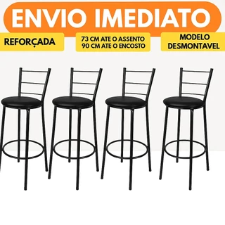 4 Banqueta Alta Reforçada com Pés Emborrachados 90cm Cozinha Area Gourmet