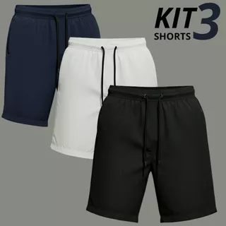 Kit 3 Bermudas Masculinas Tactel Casual Praia e Academia