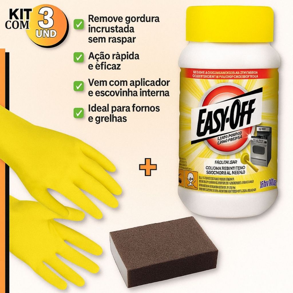 Kit Limpa Forno Fogão e Panela Easy Off em Pasta Desengordurante 250 ML Remove Gordura Super Potente | Shopee Brasil