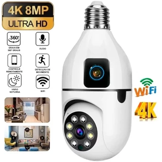 Câmera Wi-Fi 360° Smart HD Lâmpada, Dupla Lente