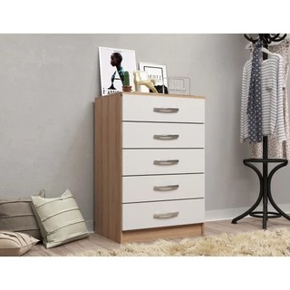 Cômoda 5 Gavetas Madeira Amêndoa com Puxadores Modernos – Organização e Estilo para Quarto em Oferta na Shopee