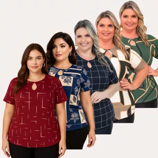 Kit 5 Blusinha Camiseta Blusa Feminina Moda Plus Size Curve Verão Evangélica Melhor Preço em Oferta na Shopee