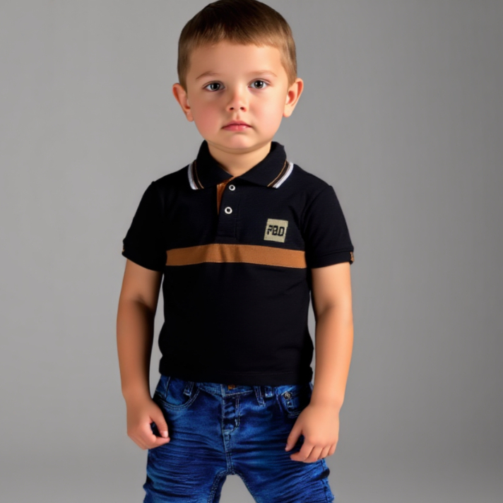 Polo Bebê Algodão Premium (1 a 3 Anos) | Manga Curta Menino | Cores Sortidas