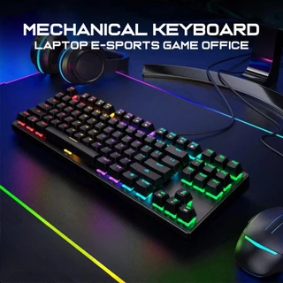 Teclado Mecânico TKL Gamer LED RGB Anti Ghosting 87 Teclas Profissional Esports Com Fio USB PC