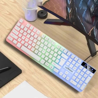 Teclado Gamer Branco Semi Mecanico Iluminação RGB Anti Ghosting Com Fio USB PC Notebook Jogo