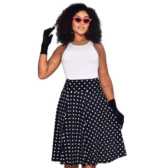 Saia Rodada Midi Moda Modesta Evangélica Poá Anos 80 Godê Shopee