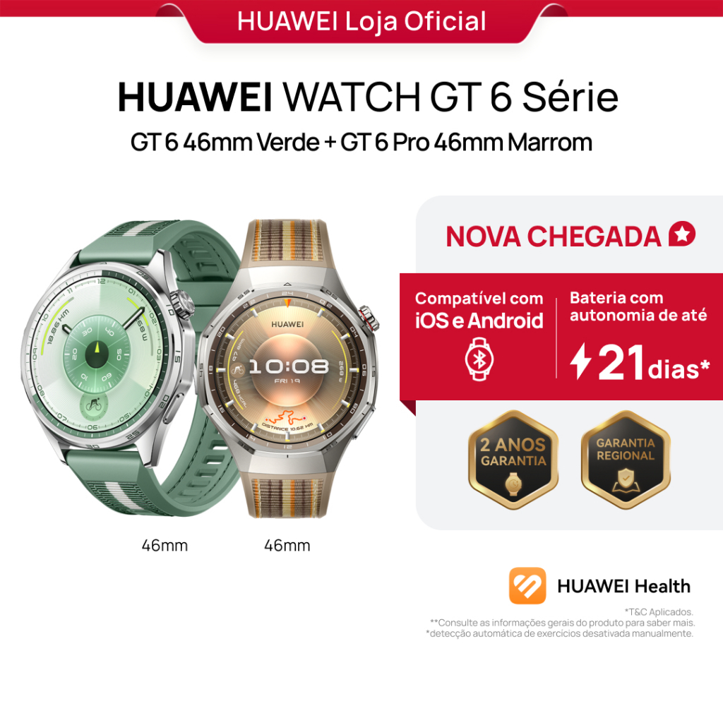 HUAWEI WATCH GT 6 Pro 46mm | Smartwatch Relogio | Vidro Safira e