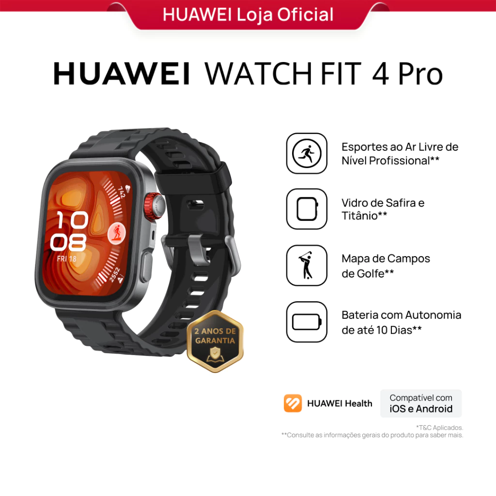 <img src="https://deo.shopeemobile.com/shopee/shopee-pcmall-live-sg/productdetailspage/d35d840bd7617cd29fc5.svg" alt="mall inline badge"> HUAWEI WATCH FIT 4 Pro | Smartwatch Relogio | Esportes ao Ar Livre de Nível Profissional