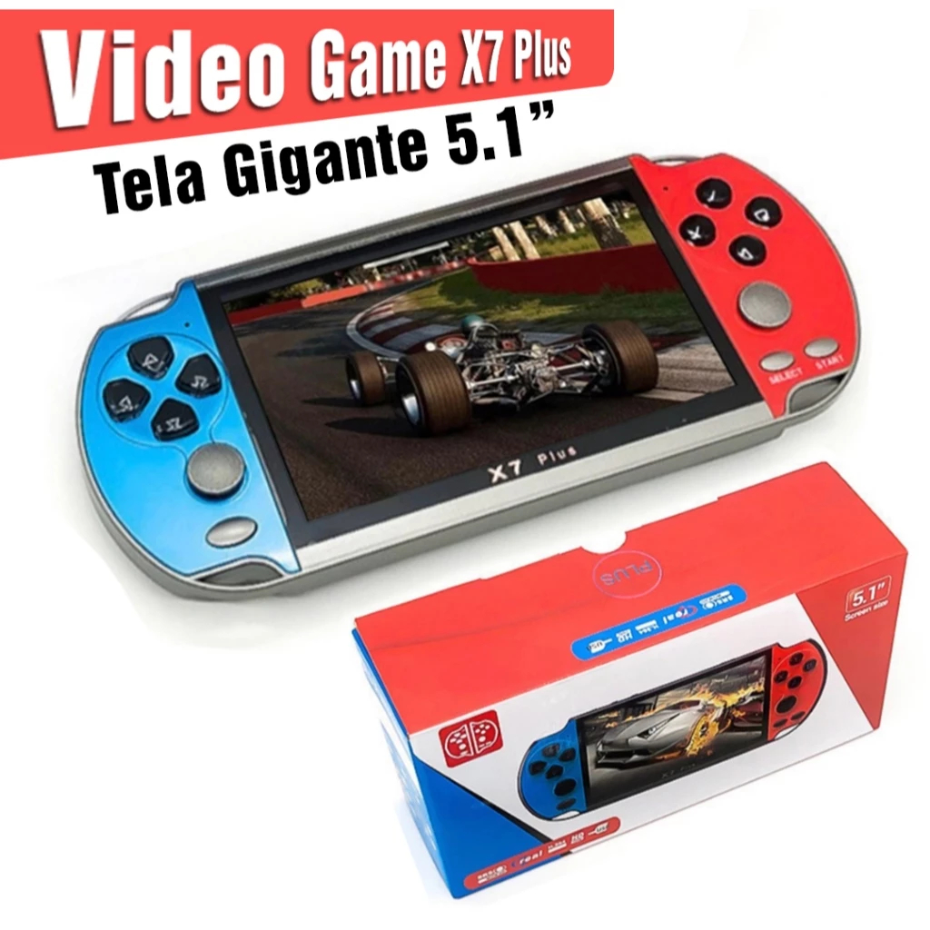 Mini Game Portátil X7 Plus Tela HD 5.1 8Gb Com 10.000 Jogos