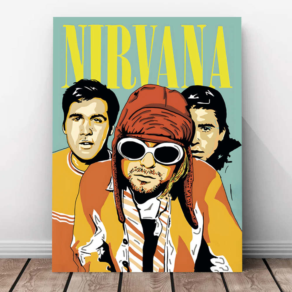 Quadro Placa Decorativa Rock Nirvana Placa MDF 3mm Adesivo Vinil ...