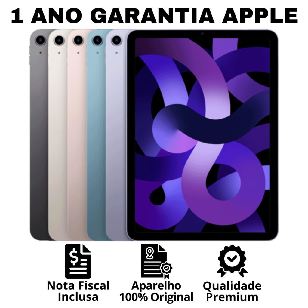 Apple IPad Air 5th 10,9” 64GB Wi-Fi Novo Lacrado NF + 1 Ano de