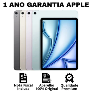 iPad Air 2025 M3 Wi-Fi 11 Polegadas 128GB 256GB 512GB Original Novo Lacrado Garantia + Nota Fiscal