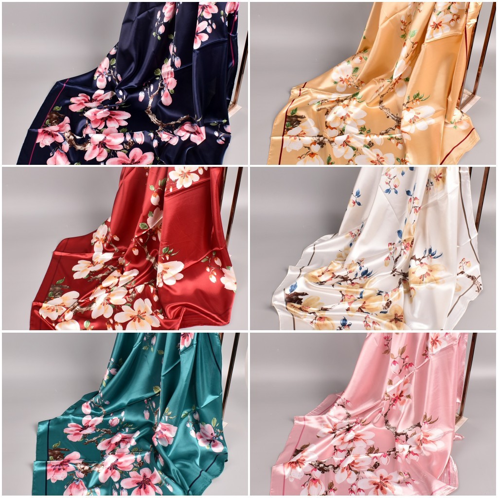 Lenços Cetim Cabeça Pescoço de Seda Super Moda Elegante Primavera ...