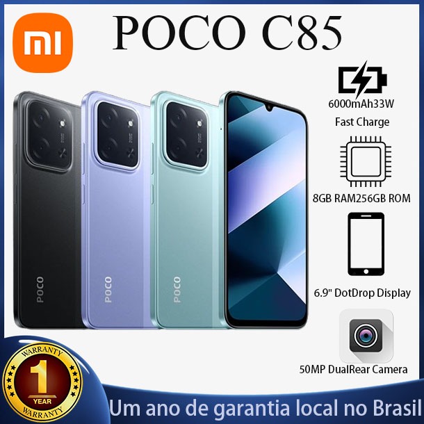 Celular xiaomi original POCO C85 4G Versão Global NFC celular barato novo Câmera 50MP Android 15