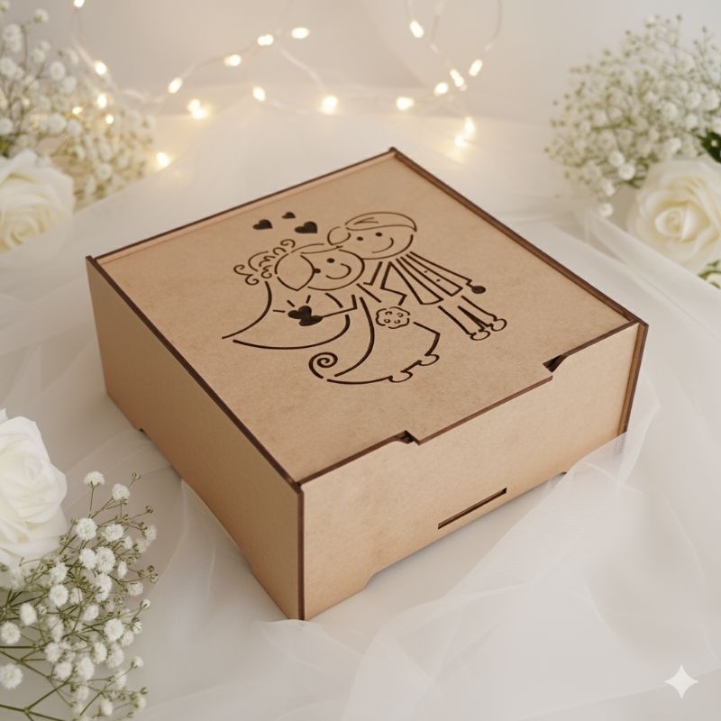 15 Caixas 15x15x5 NOIVOS Vazados Tampa Articulada Casamento Lembrancinha MDFv