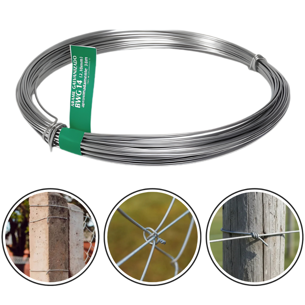 Arame Galvanizado Liso 1kg BWG 14 Morlan Rolo Para Cerca | Shopee Brasil