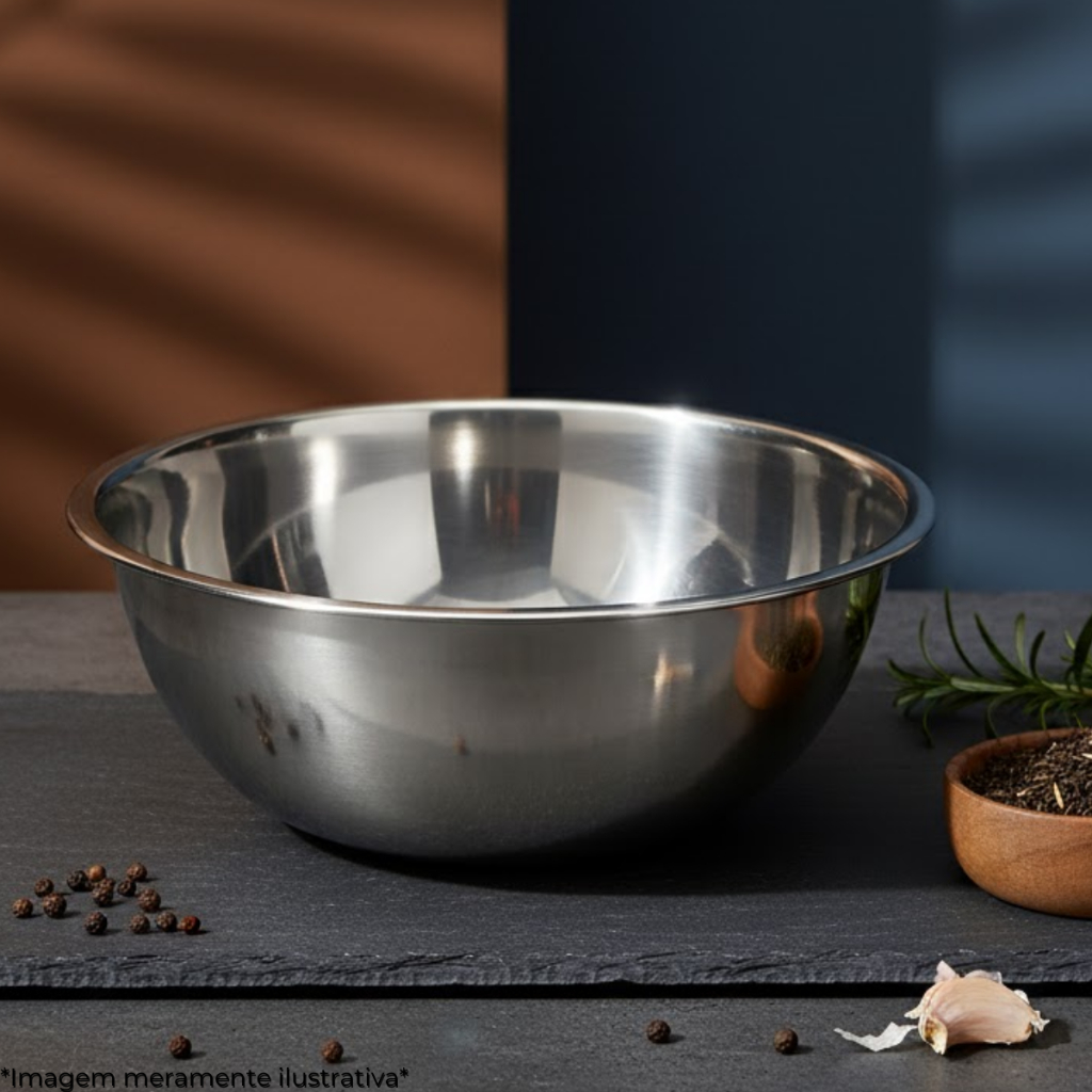 Tigela Bacia Bowl de Inox 35cm 5 Litros Redonda Ideal para P