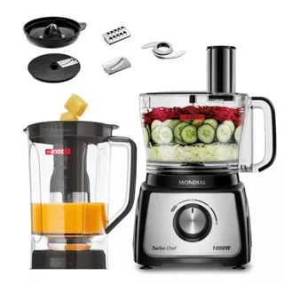 Multiprocessador Mondial Turbo Chef 7 em 1 Preto 220V MPN-01-BE em Oferta na Shopee