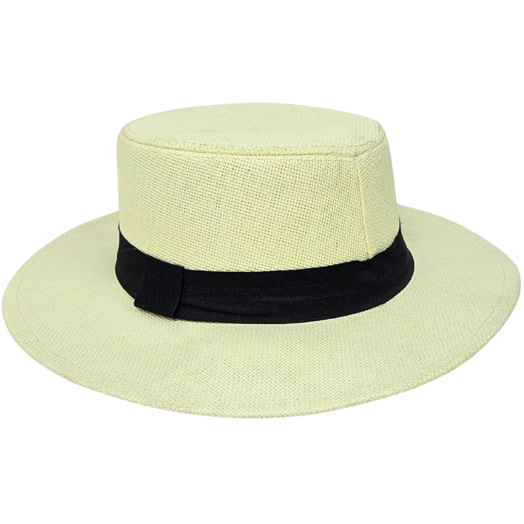 Chapéu Canotier Boater Aba Reta 56cm Palheta Unissex | Shopee Brasil