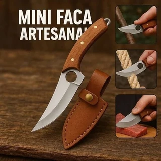 Mini Faca Aço Inox Camping / Sobrevivência + Bainha Cozinha