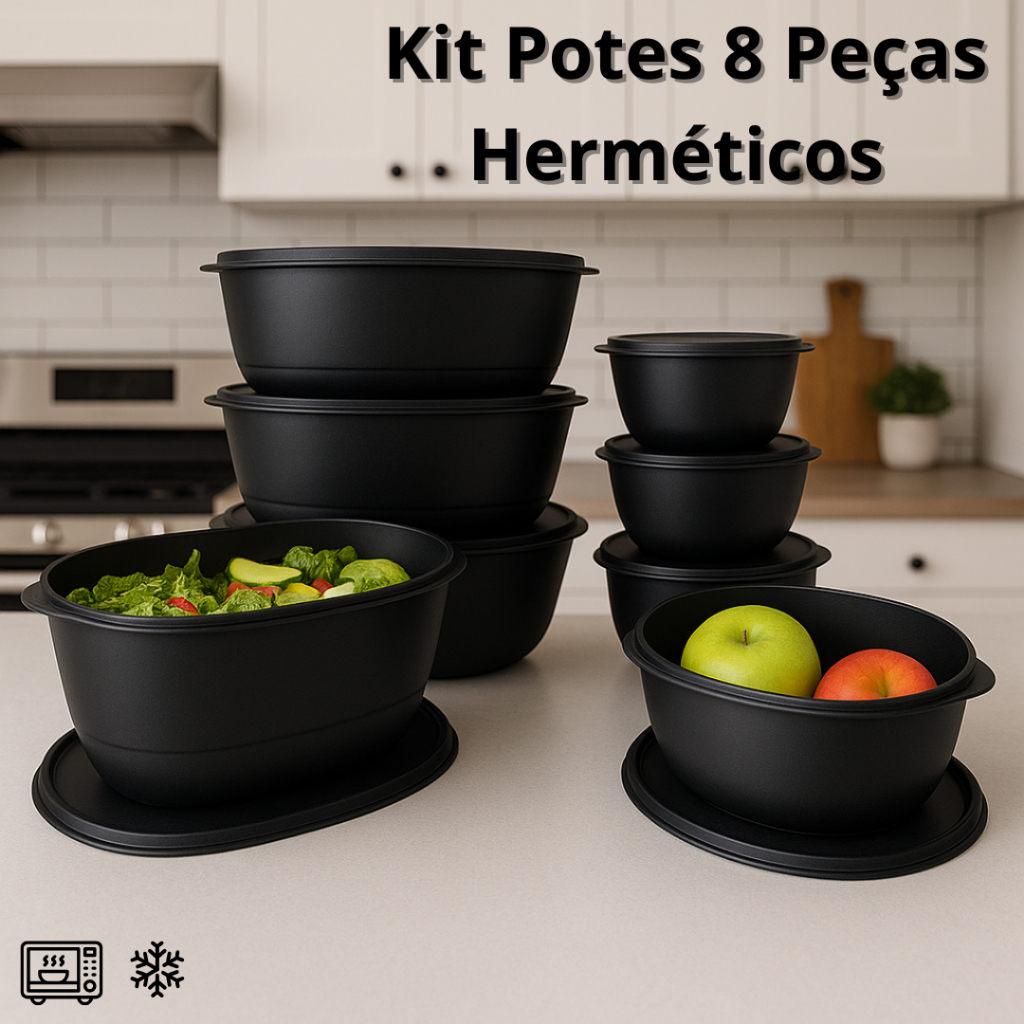 Kit Cozinha 8 Peças Potes Herméticos Livre BPA Freezer Microondas | Shopee Brasil