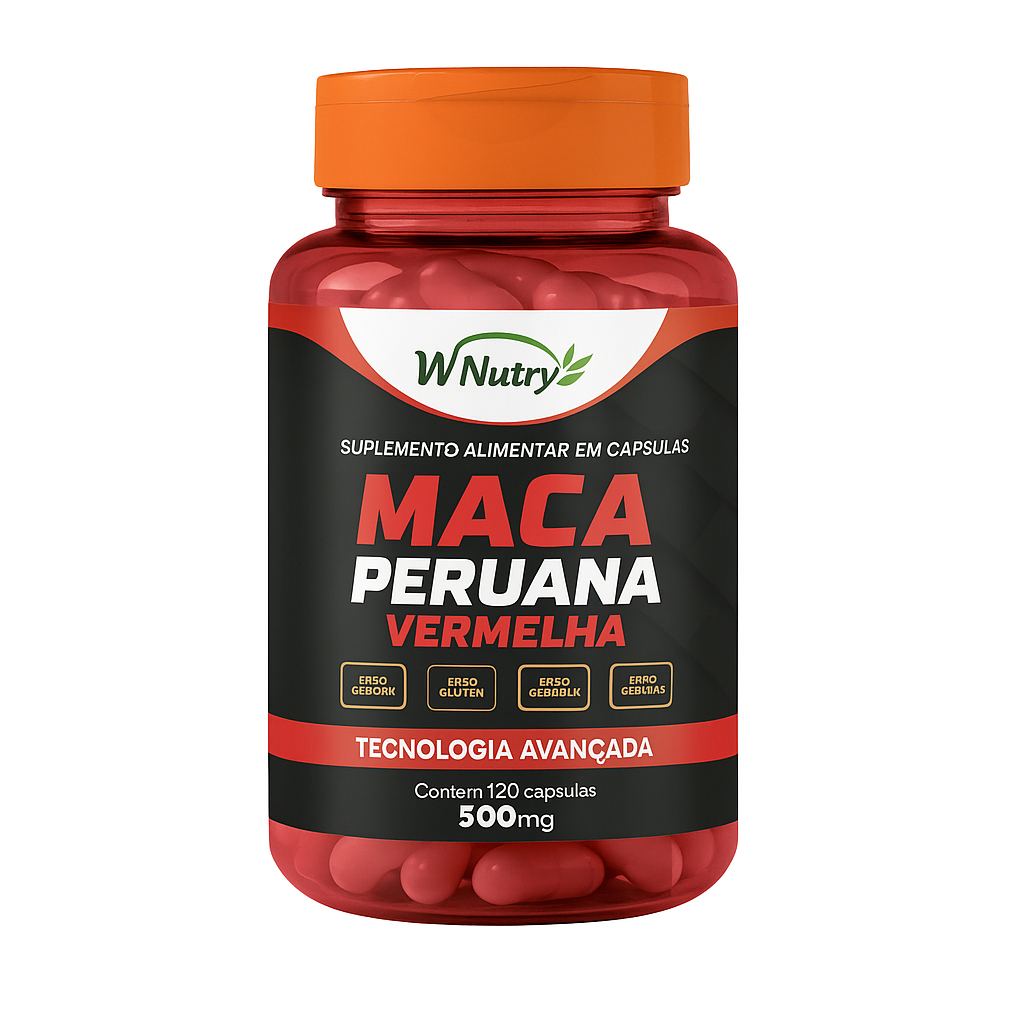 Maca Peruana Vermelha 120 Cápsulas 1500mg 100% Natural Força Energia ...
