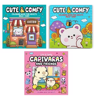 Livro Cute & Comfy Coloring Book for Adults Especial - Kit com 3 Livros de Colorir ou Individuais em Oferta na Shopee